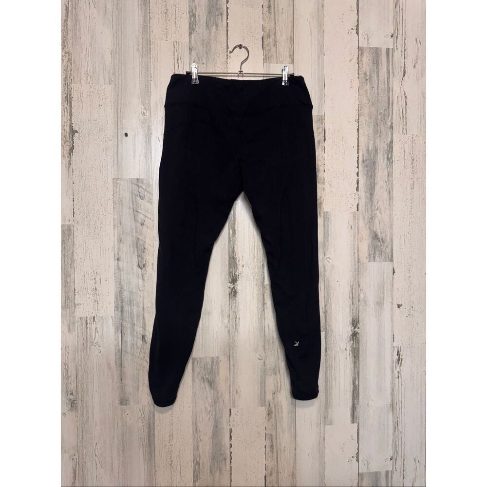 Glyder Black High Waisted Mesh Crochet Lace Leggings Womens Size Large L Yoga Ti